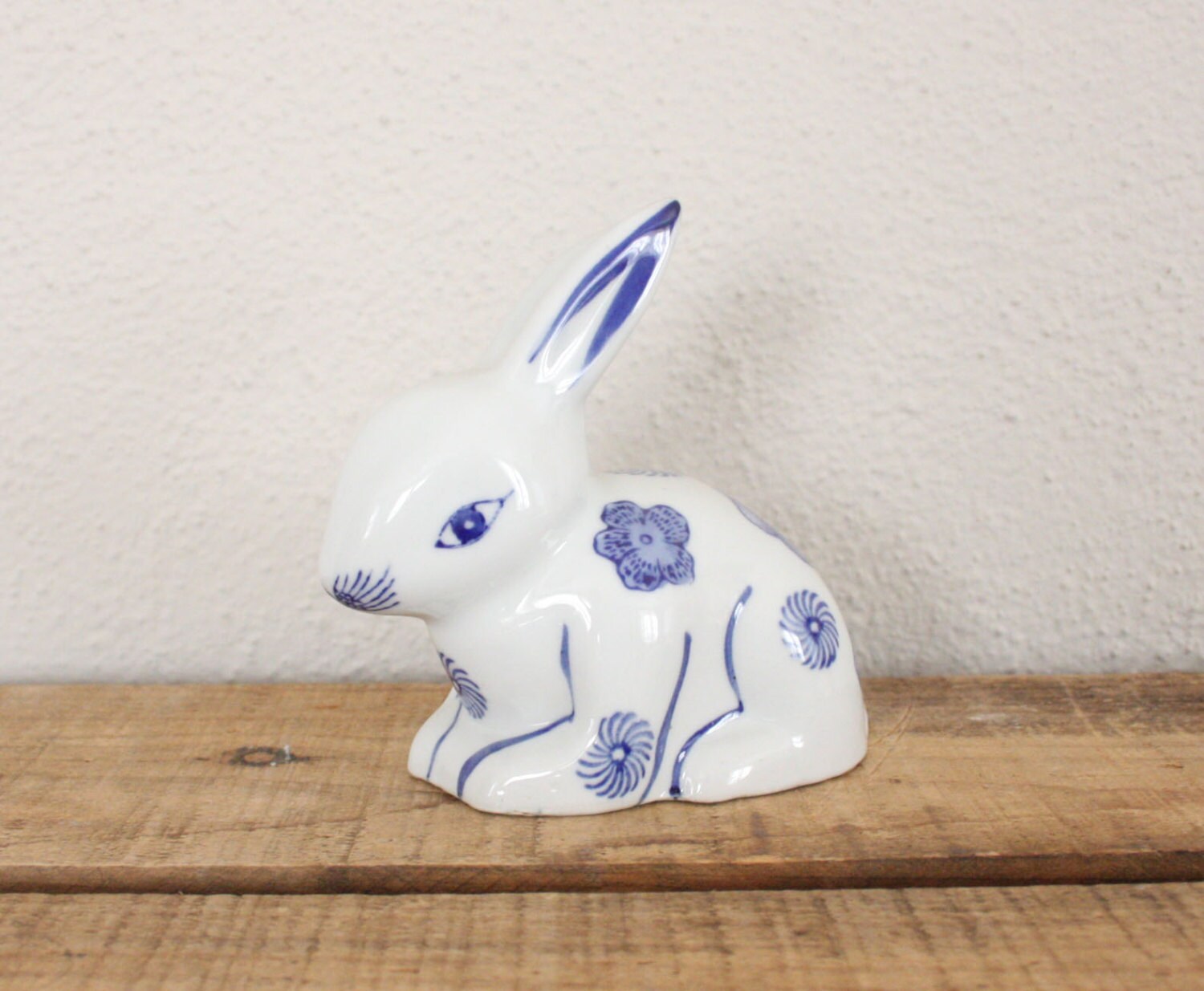 Vintage Ceramic Rabbit // Blue and White Delft Dutch Bunny