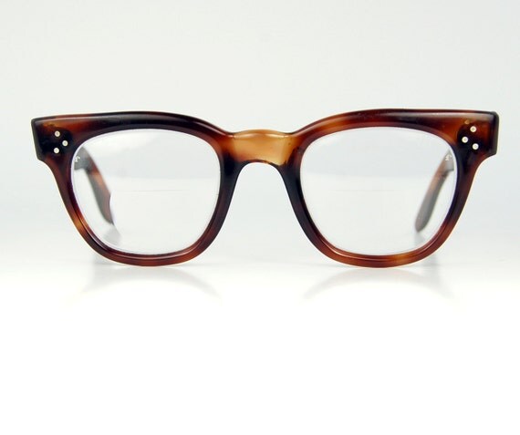 50s Mens Blonde Tortoise FDR Arnel Style Horn Rim Eyeglasses