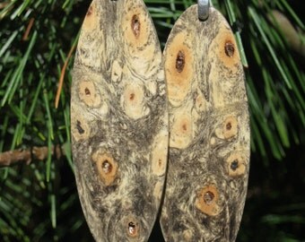 Swirly Burl Awesome Large Buckeye Burl Reclaimed Wood Light Weight Earrings