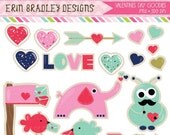 50% OFF SALE Valentines Day Clipart Graphics Hearts Arrows Love Birds Letters Monsters & Sugar Cookie Clip Art INSTANT Downloa Il_170x135