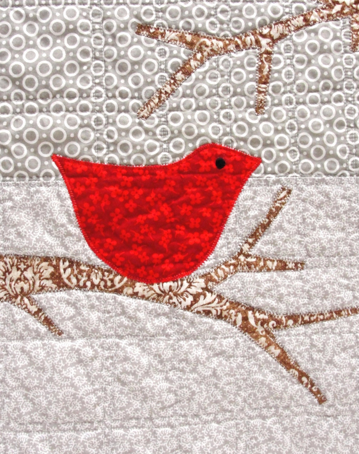 red birds quilt Winter Birds'' three red birds