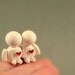 Tiny Love Couple Sculpture - Red And White Miniature Polymer Clay