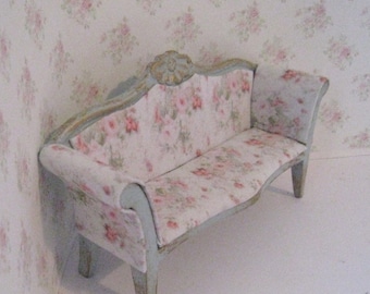 Dollhouse sofa, duck egg blue, sofa, rosebud sofa,, dollhouse miniature, twelfth scale