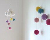 Nursery Mobile, Rainbow Raincloud, Pastel Rain Cloud, Felt Raindrop Balls
