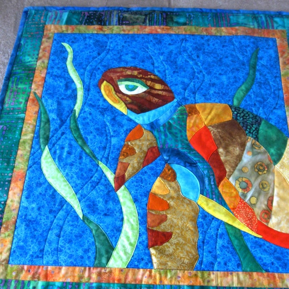 Turtle Wall Art Quilt Wall Hanging Colorful Talulah Tropical