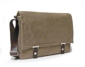 Messenger bag for 13" MacBook Air with leather strap - light brown herringbone