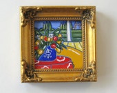 Original Acrylic Eiffel Tower Still life Painting, Tulips, Home Decor, French Country, gift idea