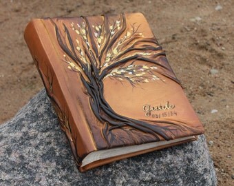 Leather photo album 10 x 7 1/2 with Tree for 200 photos