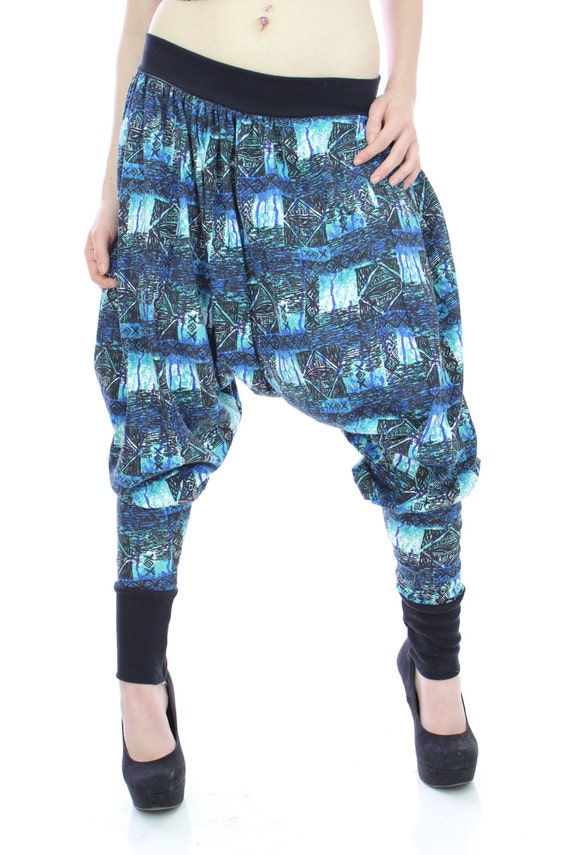 Hammer Pants Drop Crotch Harem Leggings Blue by neonthreadsdesigns