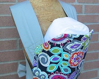 Reversible Mei Tai Carrier - Rainbow Stripes and Bright Flowers