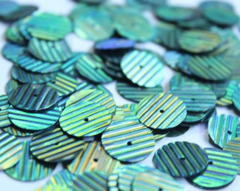 75 Metallic Bluish Green Color/ Round sequins/line texture/KBRS092