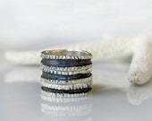Silver Stacking Ring set, Stacking Texture band Rings - 3 Sterling silver band rings
