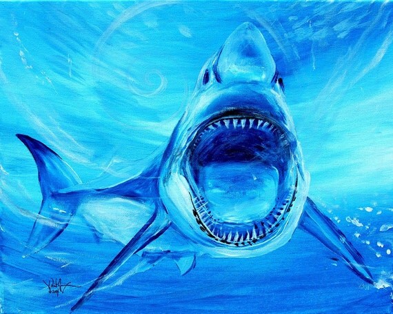 Items similar to Awesome SHARK Painting, 