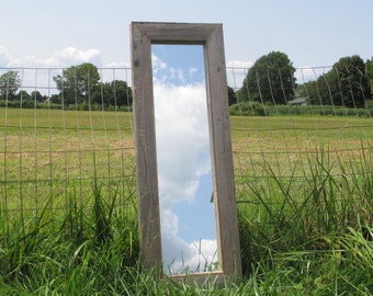 Rustic Floor Mirror Made From Reclaimed Wood - Small 40 x 14