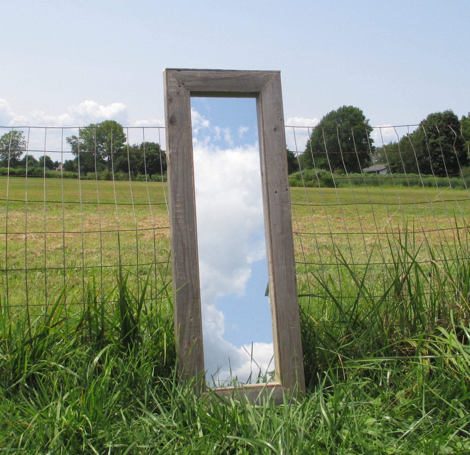 Rustic Floor Mirror Made From Reclaimed Wood Small 40 x 14