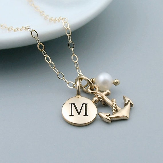 Gold Personalized Anchor Necklace