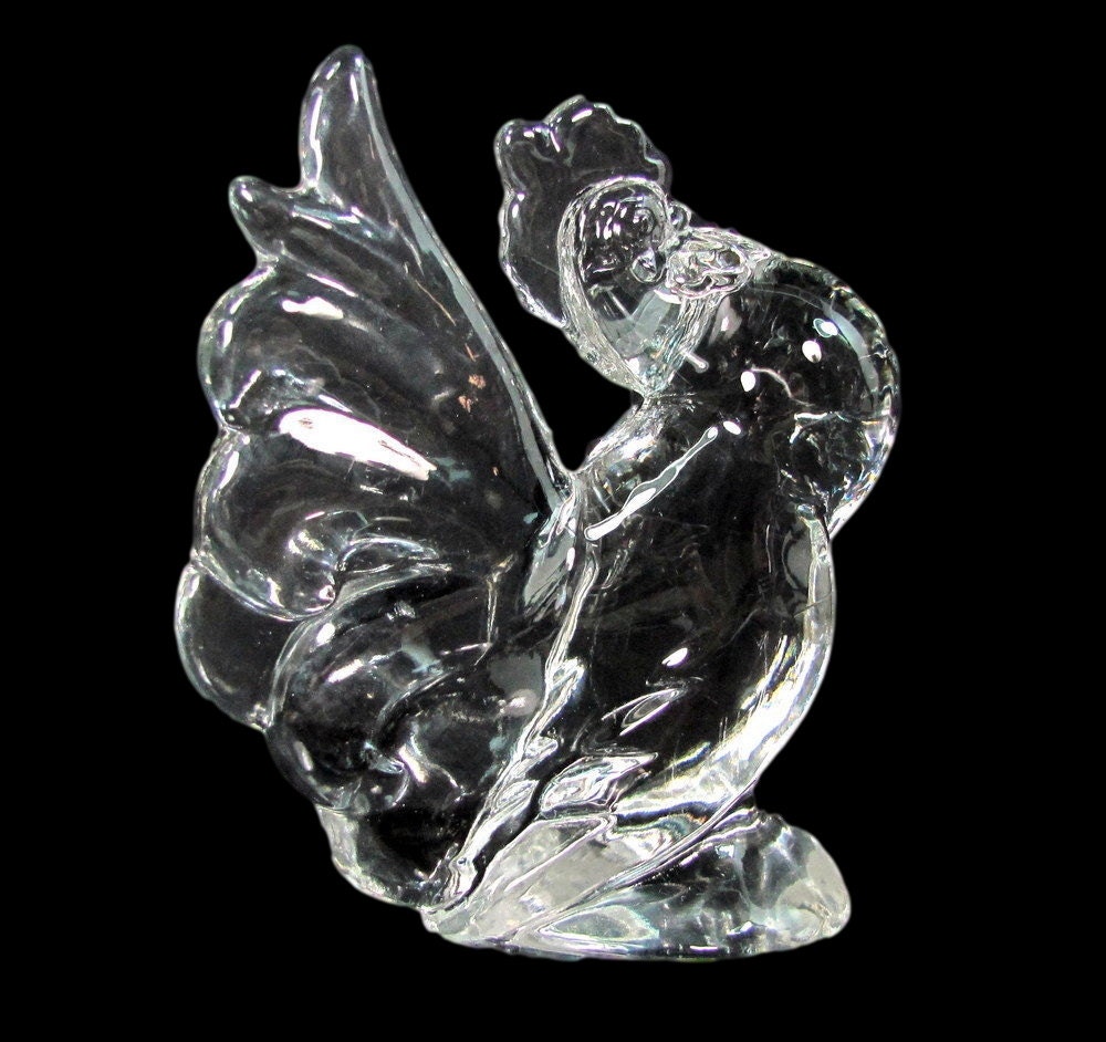 Rare HEISEY GLASS ROOSTER Figure 1 Animals and Figurines Ex.
