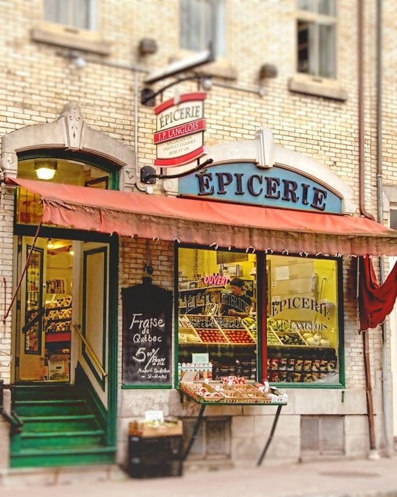 Items similar to French grocery store Quebec city vintage urban rustic l'Epicerie 8 x 10 on Etsy