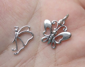 Sterling Silver Butterfly Charms - Open Work Or Solid Butterfly