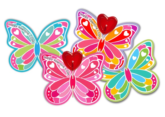 Items similar to Valentine Cards for lollipops butterflies with ...