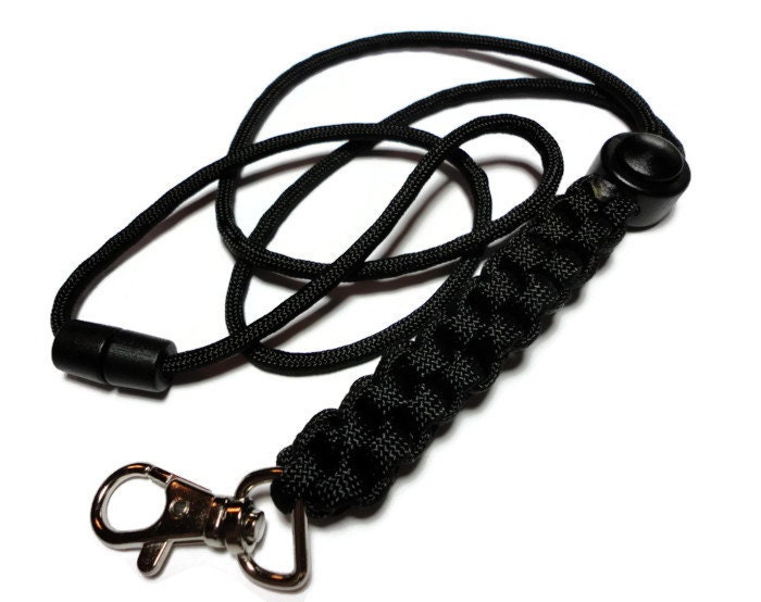 Mens Lanyard Paracord Lanyard Id Badge Holder Black 550