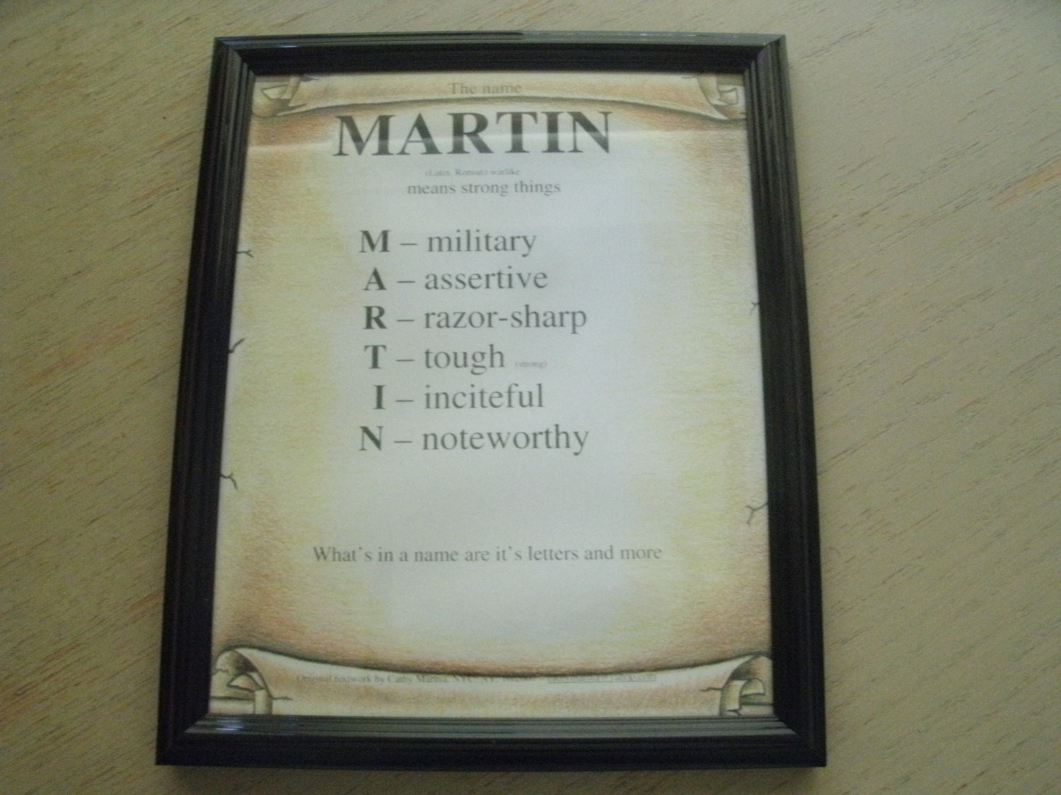 MARTIN Name Meaning Personalize Framed Novelty Wall Decor