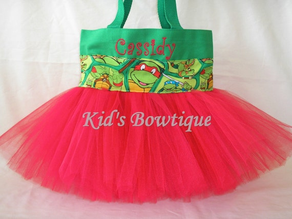 Halloween Tutu Bag for a TMNT- Personalized Turtle Halloween Trick or Treat Bag