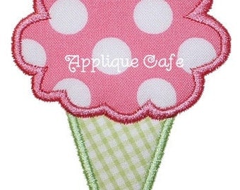 139 Single Scoop Ice Cream Cone Machine Embroidery Applique Design