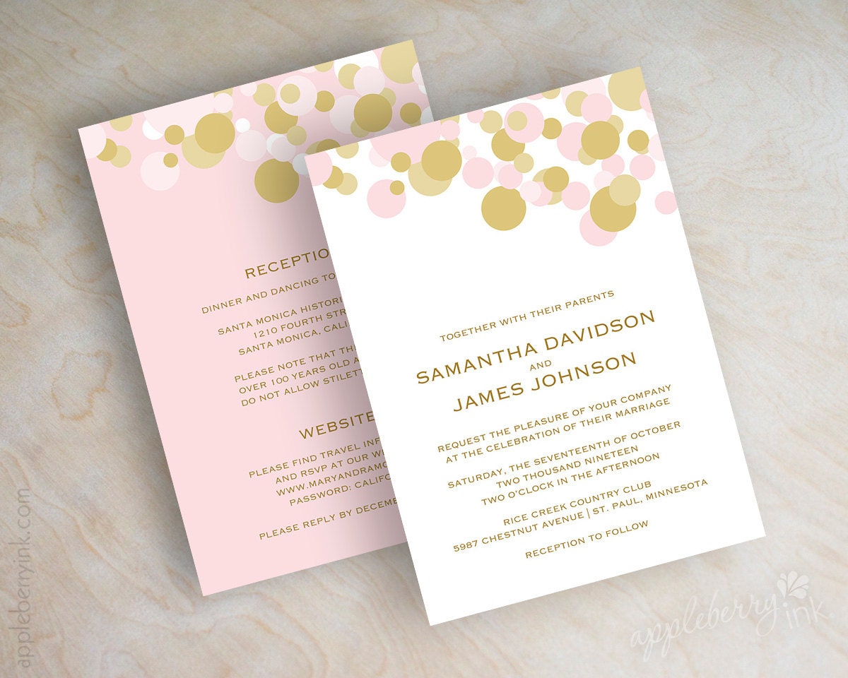 paper for of name invitations by wedding appleberryink invitations and gold pink Soft dot polka