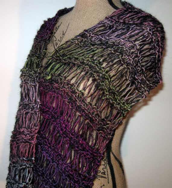 Knitted Scarf Shawl Hand Knit by by NormasTreasures on Etsy