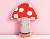 fabric baby rattle "Mr Mushroom" - in red