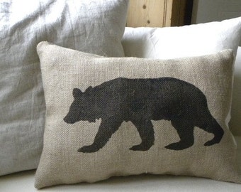 Burlap (hessian)bear pillow cushion Christmas winter or boys room - Etsy Front Page item