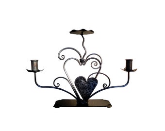 Two Hearts Unity Candle Holder ( Clear and Black)(#148)