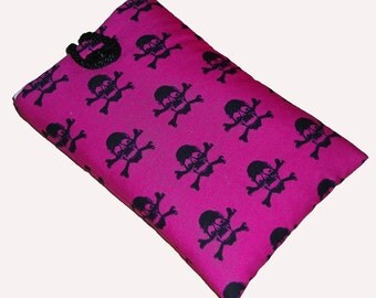 HOT Pink SKULL Mobile Cellphone Ipod Gadget Case Pouch Sock PADDED Gift Idea