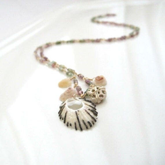 Items similar to Opihi shell and tourmaline necklace on Etsy