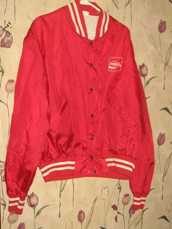 Items similar to UNISEX Vintage 1970s Coca Cola Red Satin Baseball ...