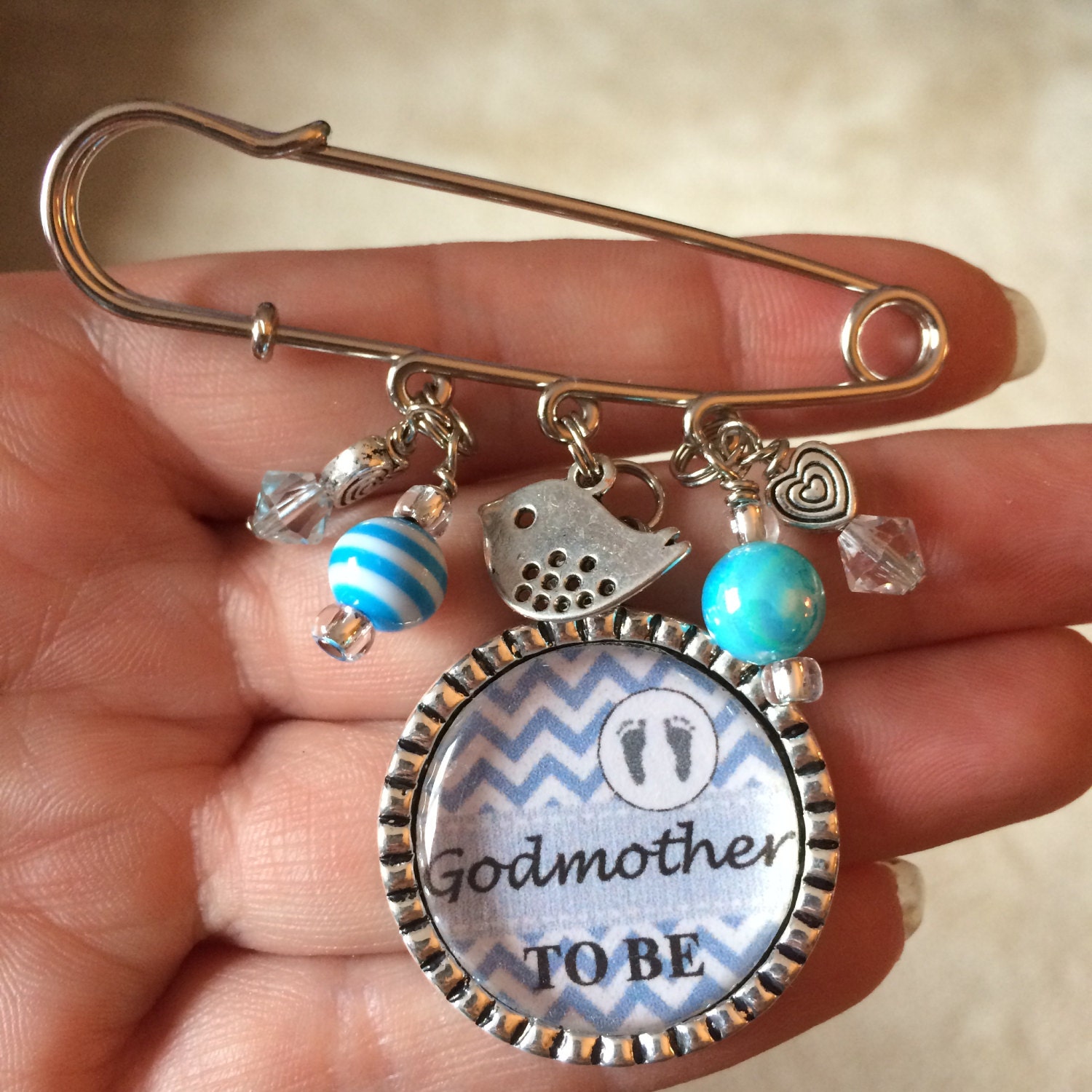 Godmother to be pin Baby Boy Personalized Gift Baby Shower