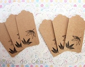 Set of 6 Kraft Paper Hand Stamped Tags. Ready to Ship.