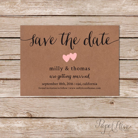 Rustic Save the Date cards / kraft save the dates / printable