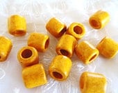 Greek Ceramic Bead Spacer Large Hole Tube Slider Yellow Mustard Mat Finish 10x12mm( Hole 5mm) - 8 pieces Greek Ceramic Bead Spacer Large Hole Tube Slider Yellow Mustard Mat Finish 10x12mm( Hole 5mm) - 8 pieces