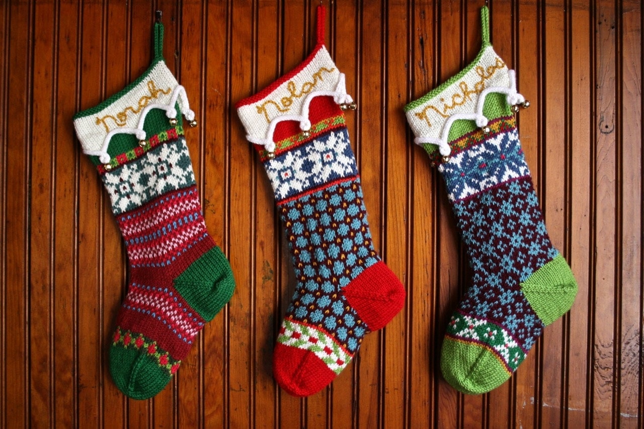 Personalized Hand Knit Fair Isle Christmas Stocking by cherylKNITS
