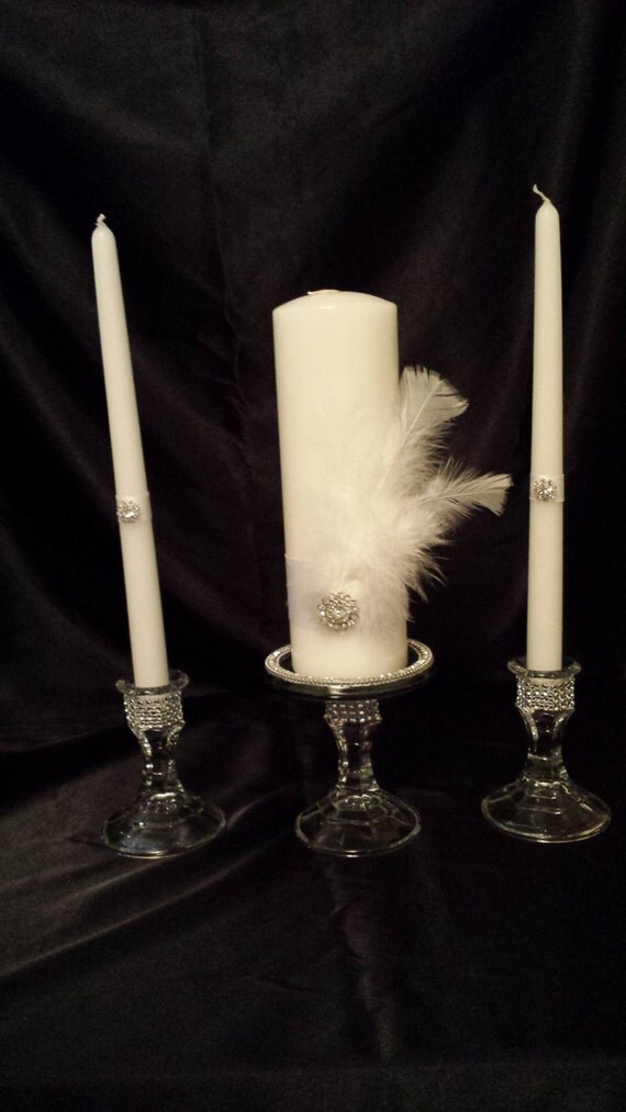 Bling Wedding Unity Candle Holder Set of 3
