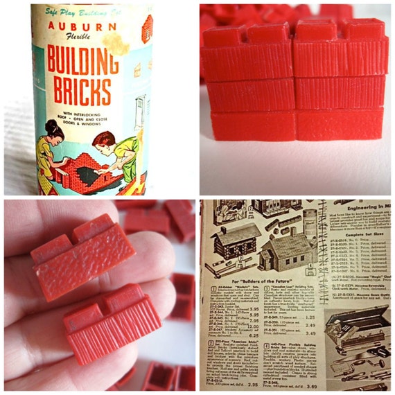 Vintage Building Bricks Auburn Interlocking Building Blocks