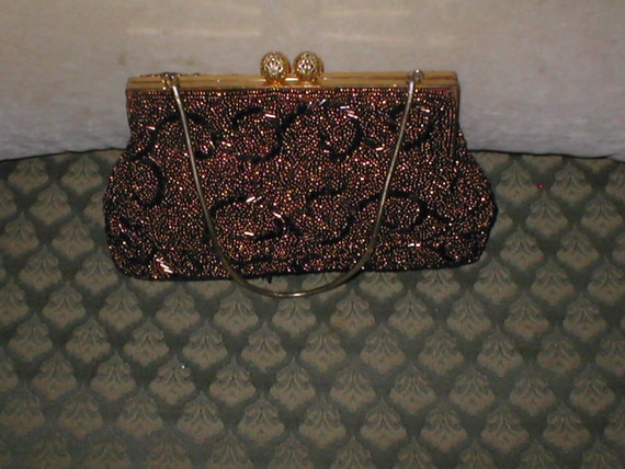 Vintage Copper Beaded Evening Purse by yesteryearglam on Etsy