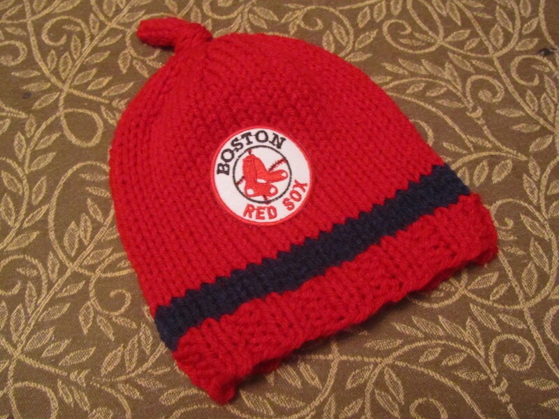 BOSTON RED SOX Hand Knit Baby Hat Boston Baby Hat by UpNorthKnits