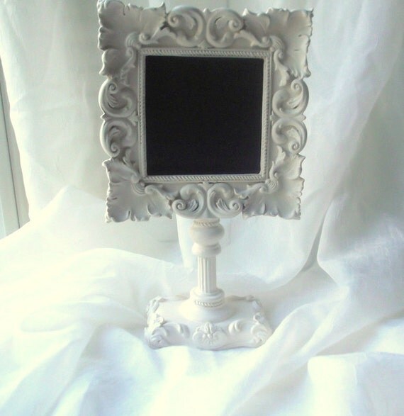 Wedding Chalkboard Frame White Pedestal by SeasideRoseCreations