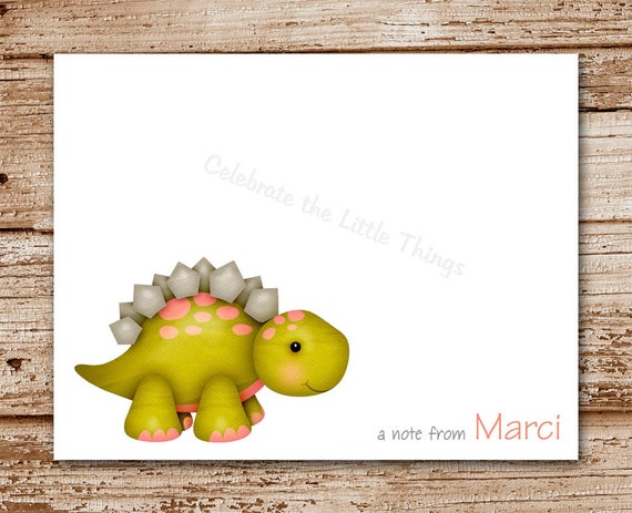 Set of 8 Dinosaur Note Cards, Notecards | Personalized Stationery | Thank You | Prehistoric Il_570xn