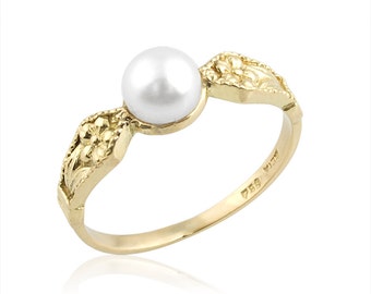 14k Rose Gold Engagement Ring Pearl Engagement Ring