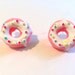 Strawberry, Pink Donut Post Earrings,miniature food, kawaii, marie antoinette, hunger games inspired