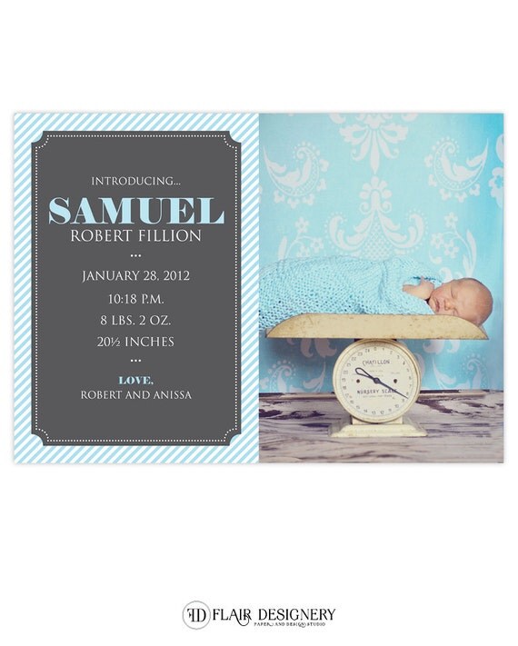 Set of 50 Photo Birth Announcements - Classic Boy Birth Announcement by Flair Designery Il_570xn